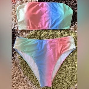 NEW✨ SHEIN Ombré Pastel Bandeau Bikini 1XL